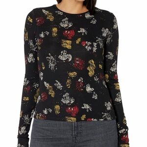 Desigual Disney Mickey Mouse Print Long Sleeve Top Black Size Large NWT
